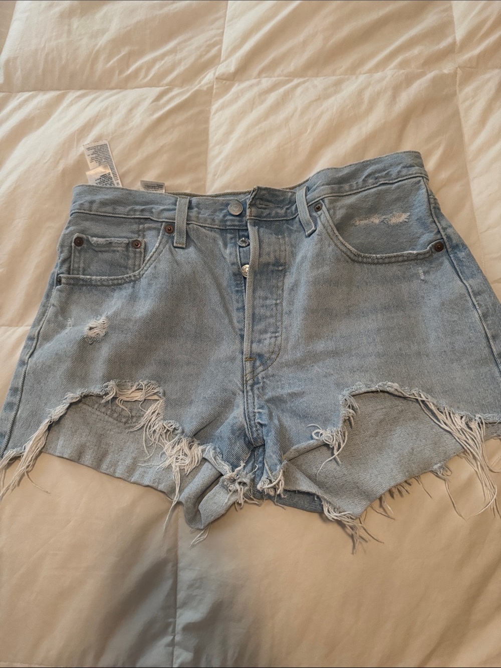 Levi's Light Blue Distressed Denim Cutoff Shorts
